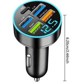 Resim 5 Port Usb Süper Hızlı Şarj Akıllı Telefon Şarj Algılama Dijital Ekran Araç Adaptörü Cep Telefonu Şarj Cihazı 