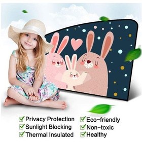 Resim Manyetik Geri Çekilebilir Araba Yan Cam Güneşliği Warm Family Rabbit-arc Drive 