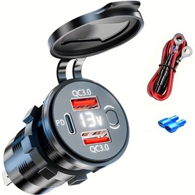 Resim Hızlı Şarj 3.0 & PD USB-C Araba Şarj Cihazı, 12V-24V Çift Portlu, Açık/Kapalı Anahtarıyla, Filtreli Uzatma Kablosu Kiti, Su Geçirmez ve Isı Yayma, Arabalar, Kamyonlar, Kamp Arabaları için İdeal, 60cm/23.62inch Kablosu Dahil, Araba Tutkunları için Mükemmel Hediye, Kamp Aksesuarı|Şık Araba Şarj Cihazı|Dayanıklı Bağlantı, Hızlı Şarj 3.0, Pil Olmadan 