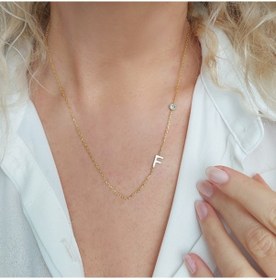 Resim 925 Ayar Gümüş Doğum Taşı Harf Kolye 