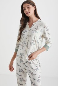Resim Yumuşak dokulu hamile lohusa pijama takımı - Çiçek Desenli / M 