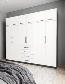 Resim Biray 6 Kapaklı Gardırop Dolap Füme Beyaz 