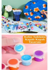 Resim Akrilik Boya 3 Ml 6 Renk Resim Fırçası 20 Paket Mini Küçük Akrilik Boya Taş Ahşap Seramik Tuval Alçı Tuval Etkinlik Çok Renkli 
