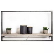 Resim Metal Duş Rafı Ahşaplı Duvara Sabit Banyo Rafı Dekor Raf 