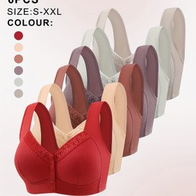 Resim 6 Parça Ön Kapamalı Süngerli Sütyen, Telsiz, Şık ve Nefes Alabilir Kadın İç Giyim Rahat Lingerie Günlük Stil Push-Up Destekli İç Çamaşırı Şık İcat Yüksek Kalite Hafif Malzeme Dolgusuz Yetişkin İç Giyimi Plus Beden 