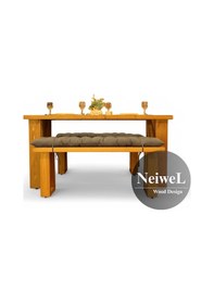 Resim Neiwel Garden Dian Doğal Ahşap Banklı Bahçe Masa Takımı-70-100 Takım Açık Ceviz 