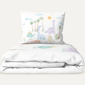 Resim Dino %100 Organik Pamuk Tek Kişilik Çocuk Nevresim Takımı 120 x 200 cm 