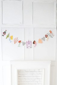 Resim Çok Renkli Deniz Kızı ve Şato Temalı Parti Banner - Çok Renkli / Tek Ebat 