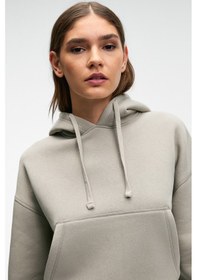 Resim Grimelange Selene Kadın Kapüşonlu Kangru Cepli Regular Fit Açık Gri Sweatshirt Açık Gri 