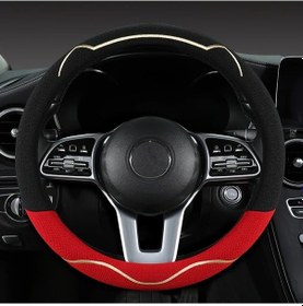 Resim Xuweiwei Renkli Kaymaz Ter Emici Nefes Alabilir 4 Mevsim Direksiyon Kılıfı Kırmızı Kırmızı 