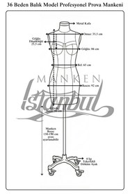 Resim Manken İstanbul 36 Beden Yüksek Kalite Tekerlekli Döküm Ayak Fransız Profesyonel Prova Mankeni Terzi Mankeni 