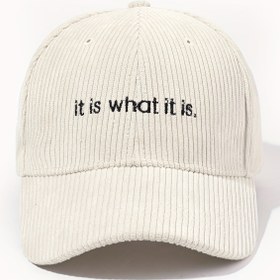 Resim It Is What It Is Nakışlı Beyzbol Şapkası Klasik Slogan Bej Rahat Kadife Spor Şapka Hafif Ayarlanabilir Baba Şapkaları Kadınlar ve Erkekler İçin 