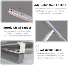 Resim Ayarlanabilir Ranza Merdiveni 4ft Beyaz Emniyet Adım Merdiveni Çocuklar için Dayanıklı Asılı Ranza Merdiveni Kolay Erişim ve Güvenli Tırmanma için 