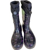 Resim Konçlu Kadın Yağmur Çizmesi Yağmur 36-40 Mor Mor 