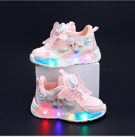 Resim Pembe Kızlar Güzel Karikatür Sneaker Çocuk Hafif Led Işıklı Spor Ayakkabı Pembe 