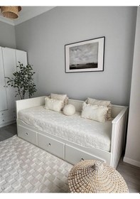 Resim Bahar Model Divan Yatak Örtüsü 150x230 Cm Krem Nakışlı Krem 