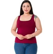 Resim Büyük Beden Askılı Yarım Astarlı Viskon Bordo Body-bordo Bordo 