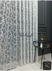 Resim Tül Perde Örme Kumaş Yoğun Dokulu, Normal Pile ,ütü İstemeyen Yapı Tombalak Ekru 