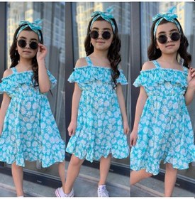 Resim MODAVALS MİNT YEŞİLİ KARDEŞ KOMBİN KIZ ÇOCUK ELBİSE & BANDANA KOMBİN 