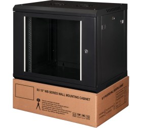 Resim Lande - 9u 19" Duvar Tipi Rack Kabinet - Genişlik: 600 mm | Derinlik: 450 mm - Siyah (Demonte) 