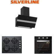 Resim Silverline Siyah Cam Ankastre Set (3472 Bold 60+cs5429b01+bo6503b01) 