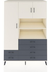 Resim Kronos Dolap 8 Raflı 6 Çekmeceli 3 Kapaklı 132x59x195 Aytaşı-aytaşı/antrasit Aytası/antrasıt 