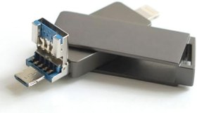 Resim XO DK06 Çok Girişli USB 3.0 Flash Bellek, Yüksek Hızlı Okuma/Yazma, OTG Micro USB ve Lightning, Metal Gövde, Darbe ve Su Dayanıklı, Anti-X-ray, Anti Manyetik, Sıcaklığa Dayanıklı, Gri (256, GB) 