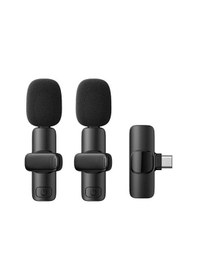 Resim 2in1 Kablosuz Yaka Mikrofonu Type-c Mini Mikrofon 
