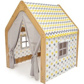 Resim Minera Montessori Ahşap Oyun Evi, Oyun Çadırı / Naturel Sarı 