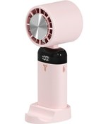Resim Ranyeek S3213 Folding Cooling Fan With 3-speed, 3600mah Battery, Phone Holder Base, 90 Adjustment And Battery Display - Pink Pembe 
