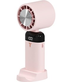 Resim Ranyeek S3213 Folding Cooling Fan With 3-speed, 3600mah Battery, Phone Holder Base, 90 Adjustment And Battery Display - Pink Pembe 
