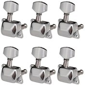 Resim Yarı Kapalı Elektro Gitar Tel Düğmesi Tel Hizalama Düğmesi Üst Kıvırıcı Küçük Kare Sap Gümüş 6 Sağ 