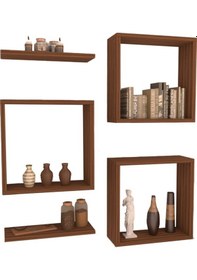 Resim Rafkestir Violet Duvar Rafı Hareli Ceviz (Mat) 