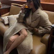 Resim Kadınlar İçin Şık Bej Tweed Ceket - Klasik Uzun Resmi ve Günlük Dış Giyim, Bel Detaylı Sonbahar/Kışlık Lüks Mont, Makinede Yıkanabilir, Mevsimsel Gardırop, Zarif Görünüm, Dayanıklı Yapım, Ofis Stili 