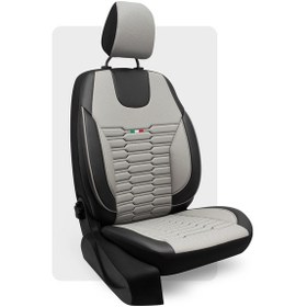 Resim Otexo Bellucci Delikli Deri Airbag Uyumlu Ortopedik Destekli Universal Oto Koltuk Kılıfı Gri-siyah 