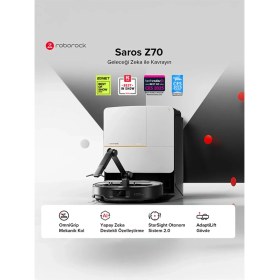 Resim Roborock Saros Z70 Gümüş Robot Süpürge: 22.000 Pa Emiş Gücü, Omnigrip Mekanik Kol, 40MM Engel Aşma, 80°c Hijyenik Paspas Yıkama ve Kurutma Istasyonlu, 3D Tof Navigasyon, 180 Dakika Çalışma Süresi 