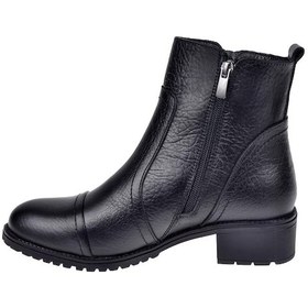 Resim Pullman Hakiki Deri Alçak Topuklu Kadın Bot Voy-7550 Siyah-Siyah 