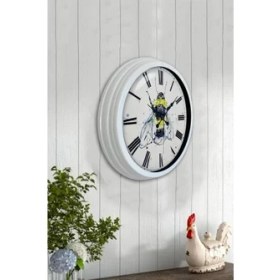 Resim Bahat Tedarik Salon Ofis Duvar Saati Beyaz Alüminyum Metal Çerçeve 40 cm 