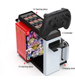 Resim Hobimtek Nintendo Için Organizatör Stand Şarj Cihazı Tutucu Şarj Unitesi OLED Switch LED Göstergeli TNS-2113 