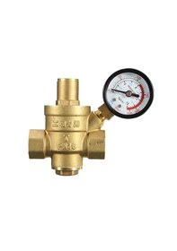 Resim Dn15 1/2 Pirinç Su Basıncı Düşürücü Bakım Vanaları Regülatör Ayarlanabilir Tahliye Vanaları Manometre İle 85 63mm 