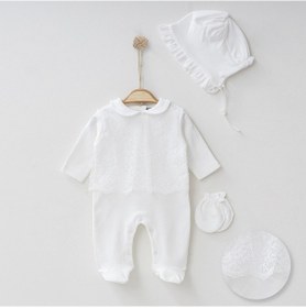 Resim Buse&Eylül Bebe Beyaz Uzun Tüllü 3 Parça Kız Bebek Tulum Takım-Beyaz 