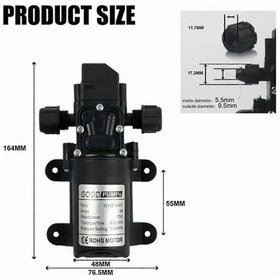Resim 12v Yüksek Basınçlı Kendinden Emişli Su Pompası 70w Dc Otomatik Kapanma Karavan/temizlik İçin Siyah 