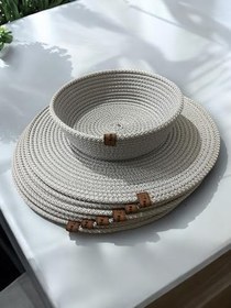 Resim 7 Parça Gri Yuvarlak Supla Sepet Seti,Dekoratif Lüx Amerikan Servis 