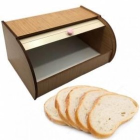 Resim Akordiyon Kapaklı Ahşap Ekmek Saklama Dolabı Kahverengi 38x25 cm Sağlıklı Doğal Natural Ekmeklik 