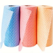 Resim 50 Adet 1 Rulo Yüksek Emici Tek Kullanımlık Temizlik Bezleri - Yağ ve Tüy Bırakmayan, Polyester Olmayan, Modern Zikzak Desenli Mavi/Turuncu/Pembe/Bej Renklerde Mutfak, Oturma Odası, Dış Mekan İçin Tembel İnsanlar için Temizlik Gereçleri 