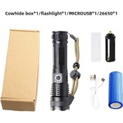 Resim Suofeng Alüminyum Xhp50 El Feneri, Usb Şarjlı, Led Güç Göstergeli, 500m Menzil, Yakın-uzak Yakınlaştırma, Çadır, Av, Ev Güvenliği İçin 