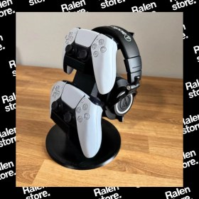Resim Ralen Ps5 Gamepad Dualsense 2'li + Kulaklık Stand Siyah Renk | 23CM ( Yüksek Kalite 3D Baskı Pla ) 