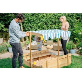 Resim Plum Gölgelikli Ahşap Kum Havuzu Çok Renkli 