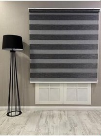 Resim Delüks Zebra Stor Perde Geniş Plise, Antrasit Gri, 110 x 200 