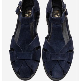 Resim Luvishoes Dexara Lacivert Süet Hakiki Deri Kadın Sandalet 